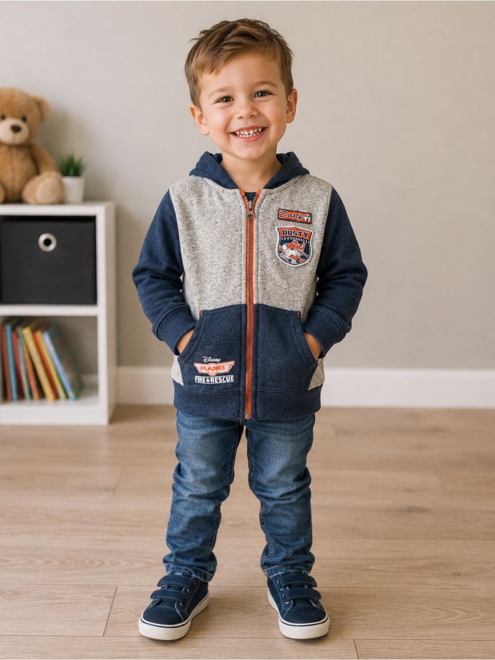 Disney Navy and Heather Gray Dusty Zip-Up Hoodie for Kids